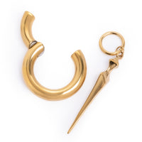 Pendants d'oreilles créoles pendantes obélisque en acier doré - paire