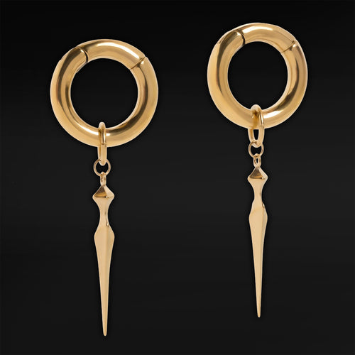 Gold Steel Obelisk Dangle Hoop Earring Hangers (Pair)