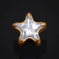 Or, embout labret étoile en oxyde de zirconium transparent, filetage interne, titane