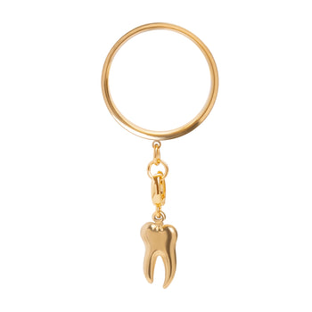 The Auric Sacred Heart Charm Gold Steel Double Flared Tunnel Dangle / Plug / Gauge