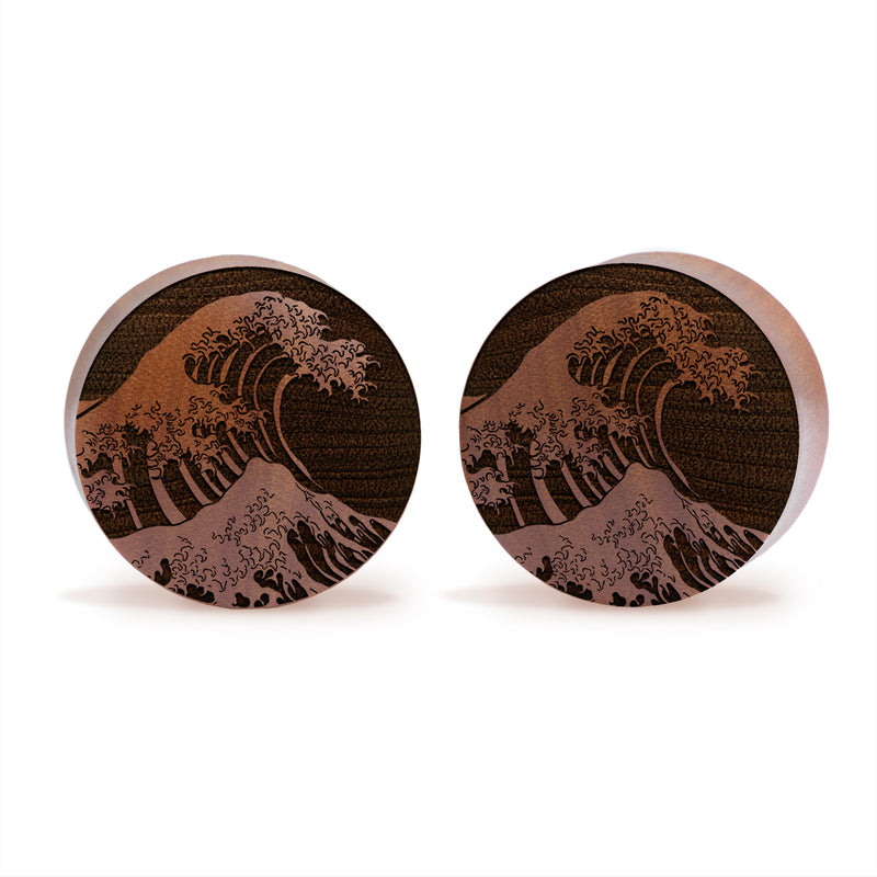 Great Wave Plug / Jauge - Bois de Saba | Double flare convexe