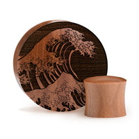 Great Wave Plug / Jauge - Bois de Saba | Double flare convexe