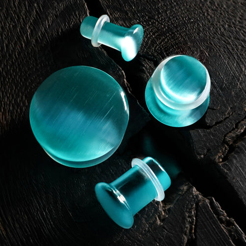Light Green Cats Eye Single Flare Glass Plug / Gauge