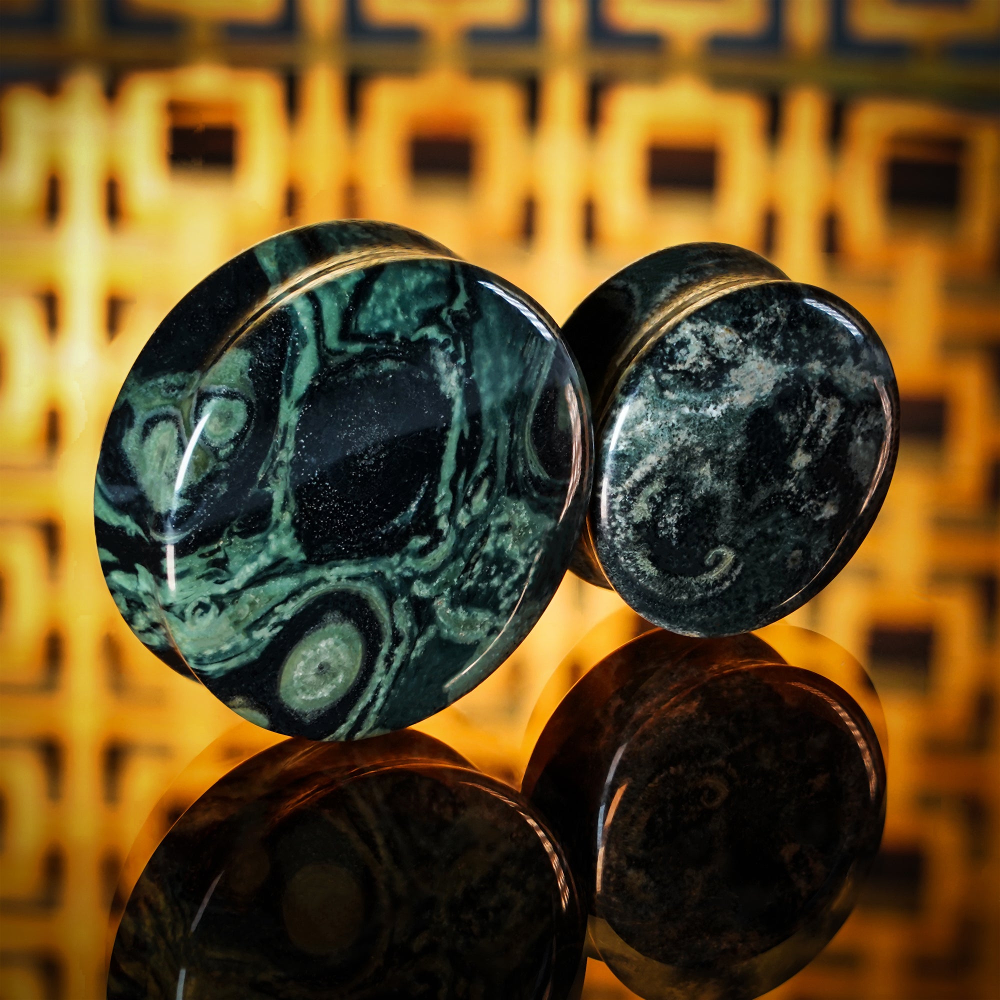 Green Eye Jasper Stone Plug / Gauge