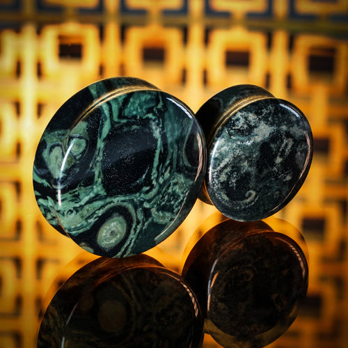Green Eye Jasper Stone Plug / Gauge