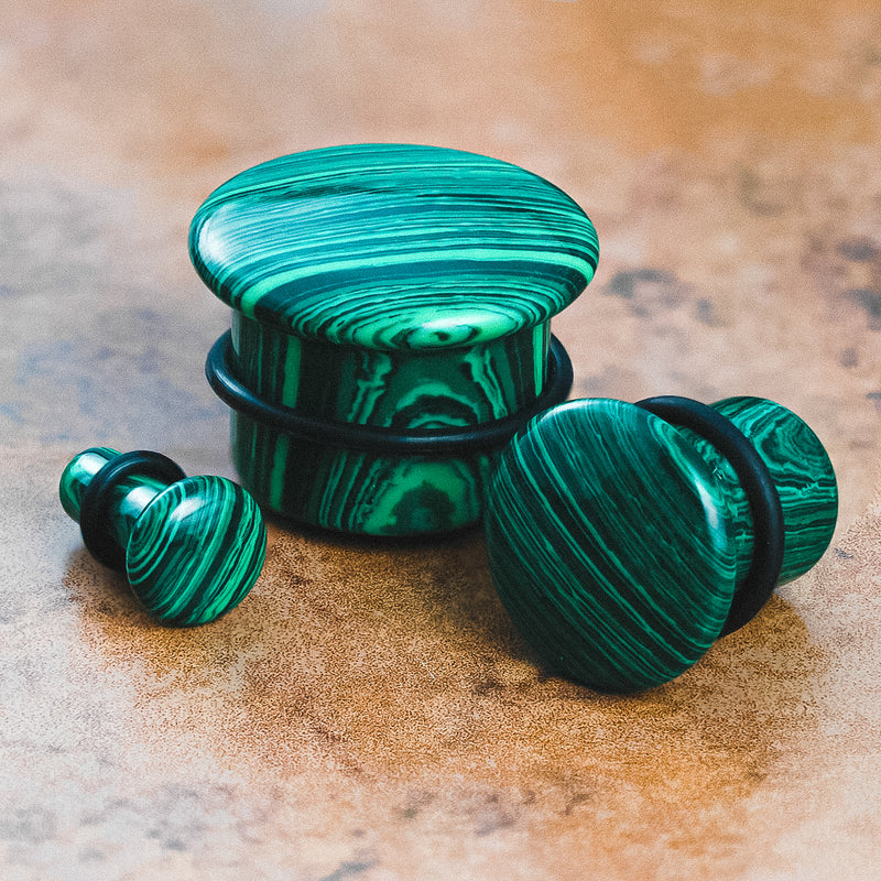 Plug / Gauge en pierre de malachite verte simple évasé