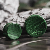 Plug / Gauge en pierre de malachite verte