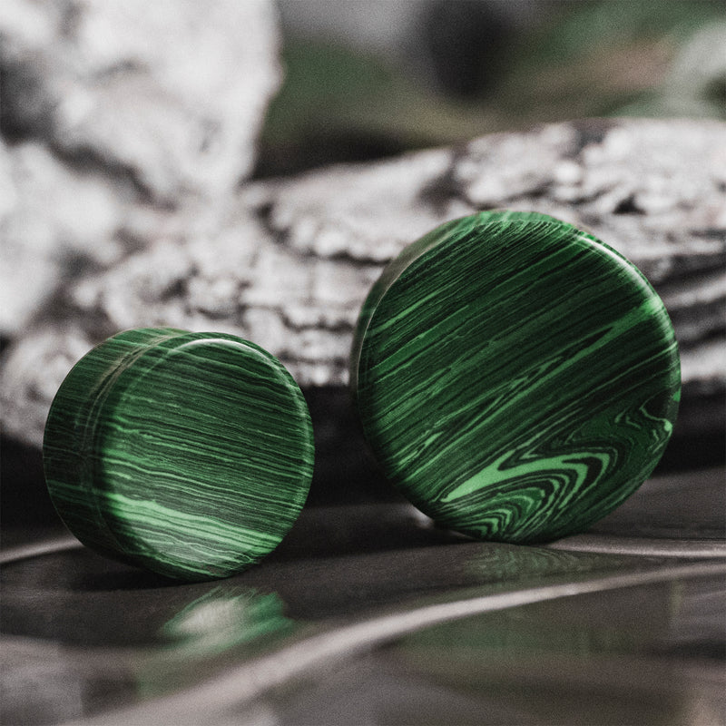 Plug / Gauge en pierre de malachite verte