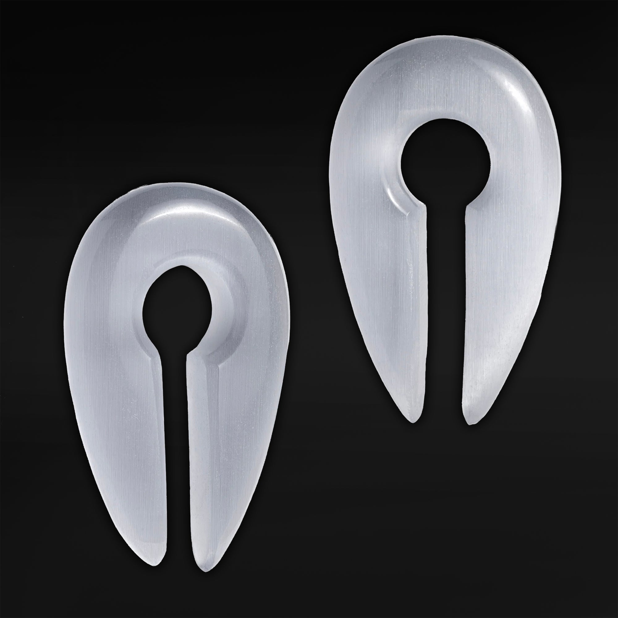 Grey Cat Eye Glass Pincer Keyhole Ear Weights - Pair