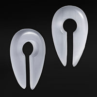 Poids d'oreille pince trou de serrure en verre œil-de-chat gris - Paire