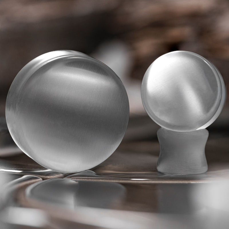 Plug / Gauge en verre œil-de-chat gris