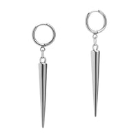 Paire de boucles d'oreilles créoles huggie, pointe argentée, acier inoxydable