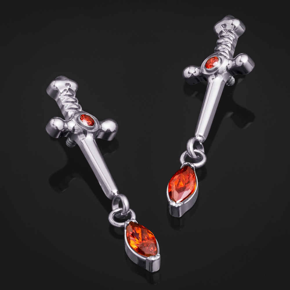 Labret-Top, Silber, Gotisches Kreuz, Innengewinde, Titan