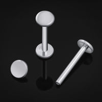 Labret Stud, Silver, Flat Disk, Internally Threaded, Titanium