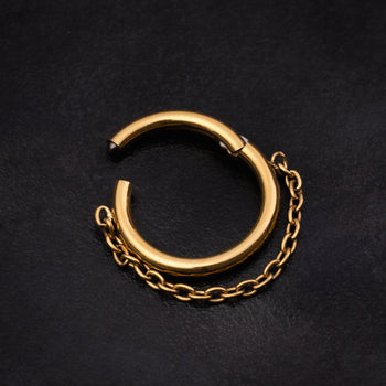 Helix Ring Chain Dangle Clicker, Gold, ASTM F136 Titanium