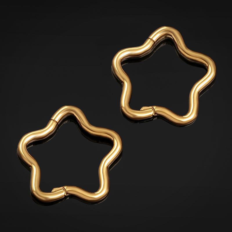 Anneau de nez articulé étoile dorée en titane ASTM F136 calibre 1,2 mm