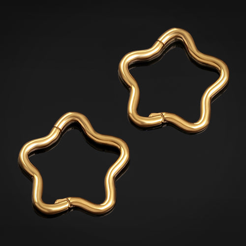 Gold Star Hinged Nose Ring ASTM F136 Titanium 1.2mm Gauge