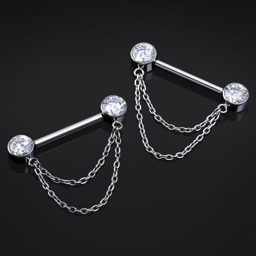 Titanium Threadless Strass Herz Schild Nippelstab 1,6mm
