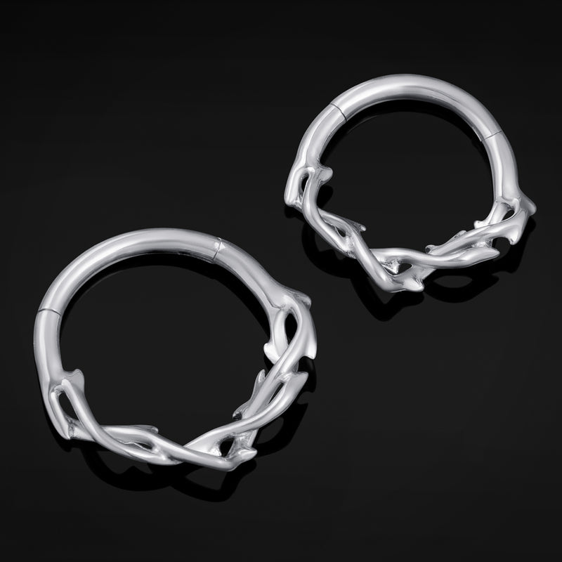Septum-Clicker, Silber, Gedrehte Dornen, ASTM F136 Titan