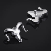 Embout de labret, Argent, Crâne de bélier, Filetage interne, Titane