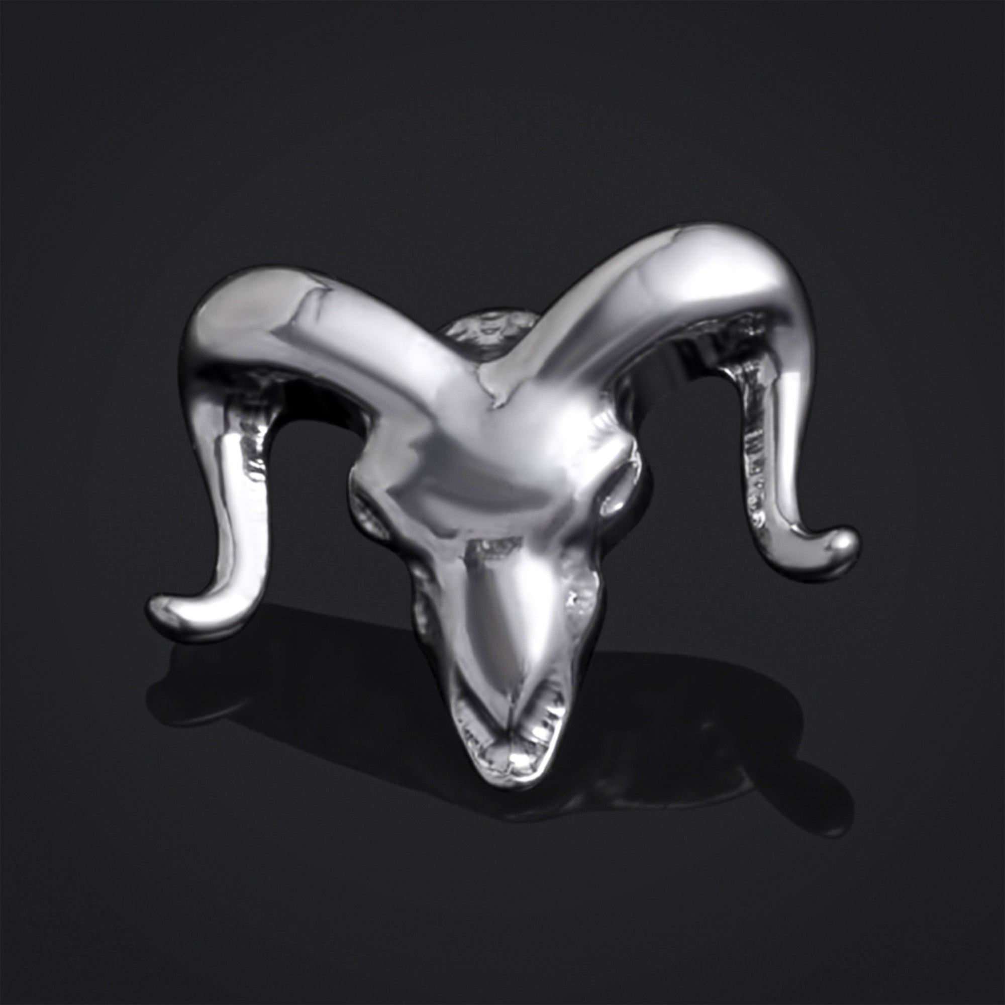 Labret Top, Silver, Ram Skull, Internally Threaded, Titanium