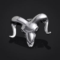 Embout de labret, Argent, Crâne de bélier, Filetage interne, Titane