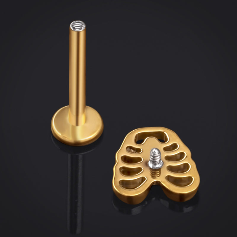 Labret en titane filet intérieur, doré, calibre 1,2 mm