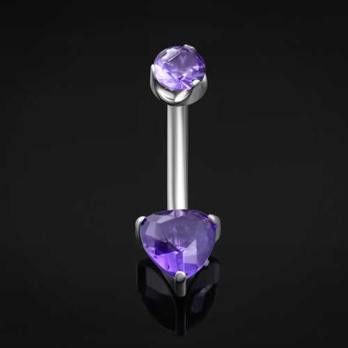 Double Amethyst Stone Titanium Internally Threaded Bananabell 1.6mm Gauge