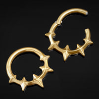 Anneau clicker de septum gothique à pointes en titane ASTM F136 doré