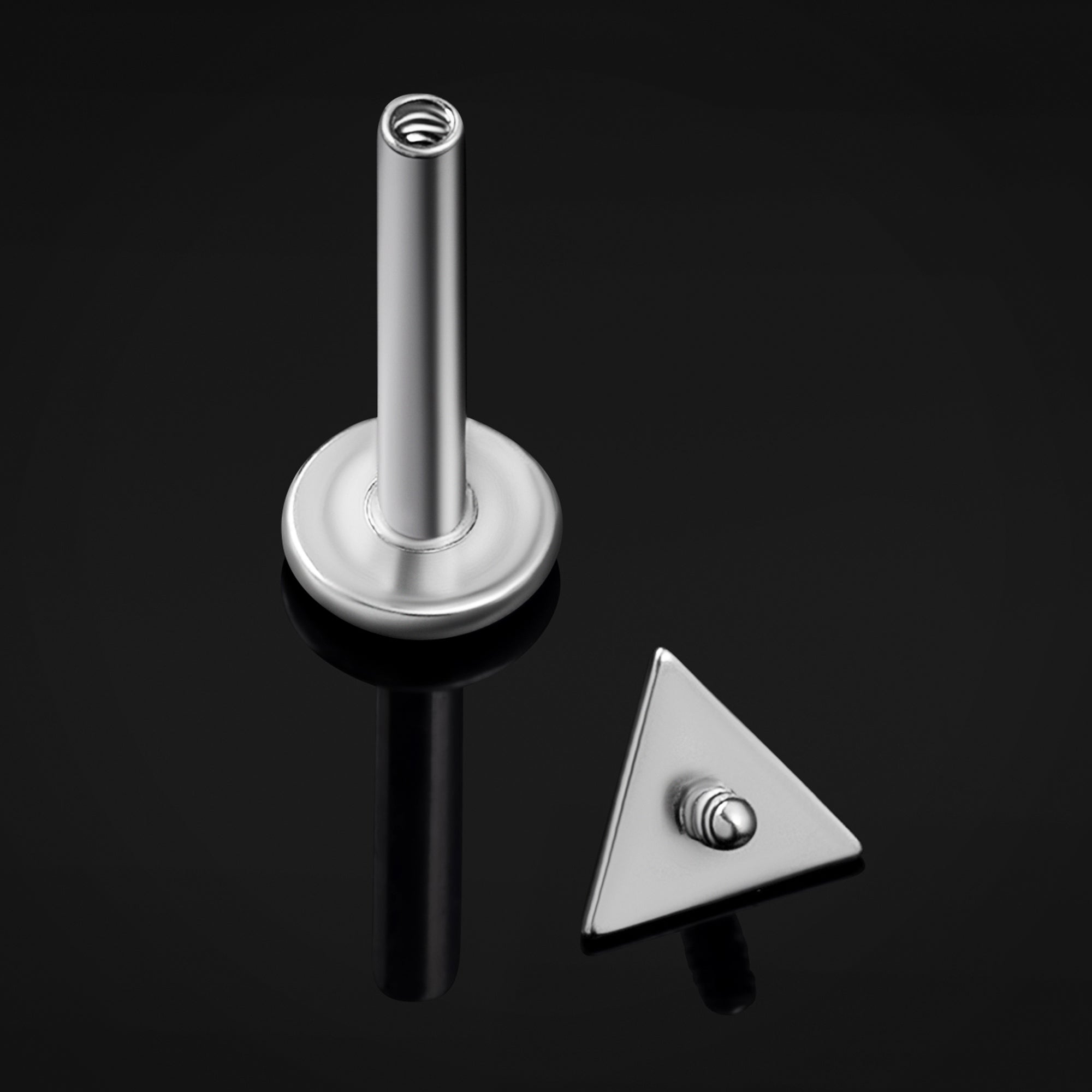 Silver Chevron Arrow Internally Threaded Titanium Labret Stud 1.2mm Gauge