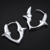 Boucles d'oreilles créoles en acier inoxydable à chaîne gothique à maillon unique avec picots - paire