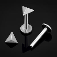 Labret en titane fileté intérieurement, flèche chevron argentée, calibre 1.2mm