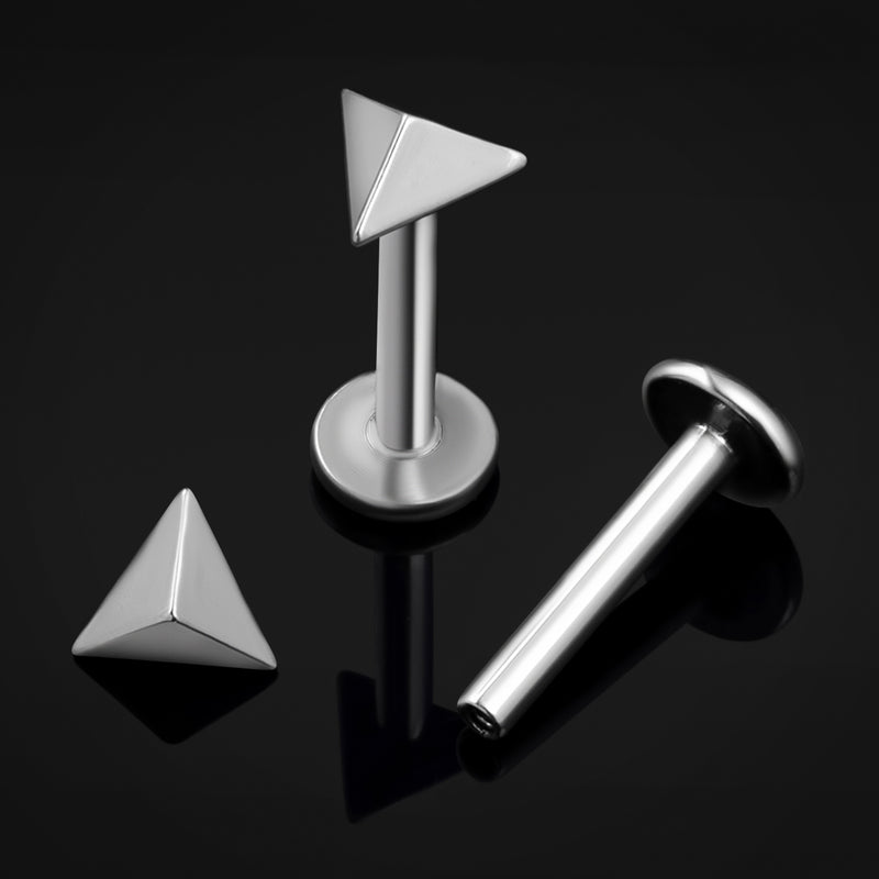 Labret en titane fileté intérieurement, flèche chevron argentée, calibre 1.2mm