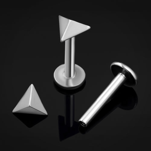 Silver Chevron Arrow Internally Threaded Titanium Labret Stud 1.2mm Gauge