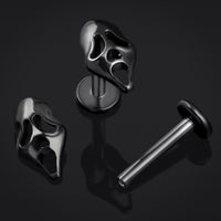Labret en titane fileté intérieurement visage fantôme noir, calibre 1,2 mm