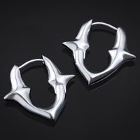 Boucles d'oreilles créoles en acier inoxydable à chaîne gothique à maillon unique avec picots - paire