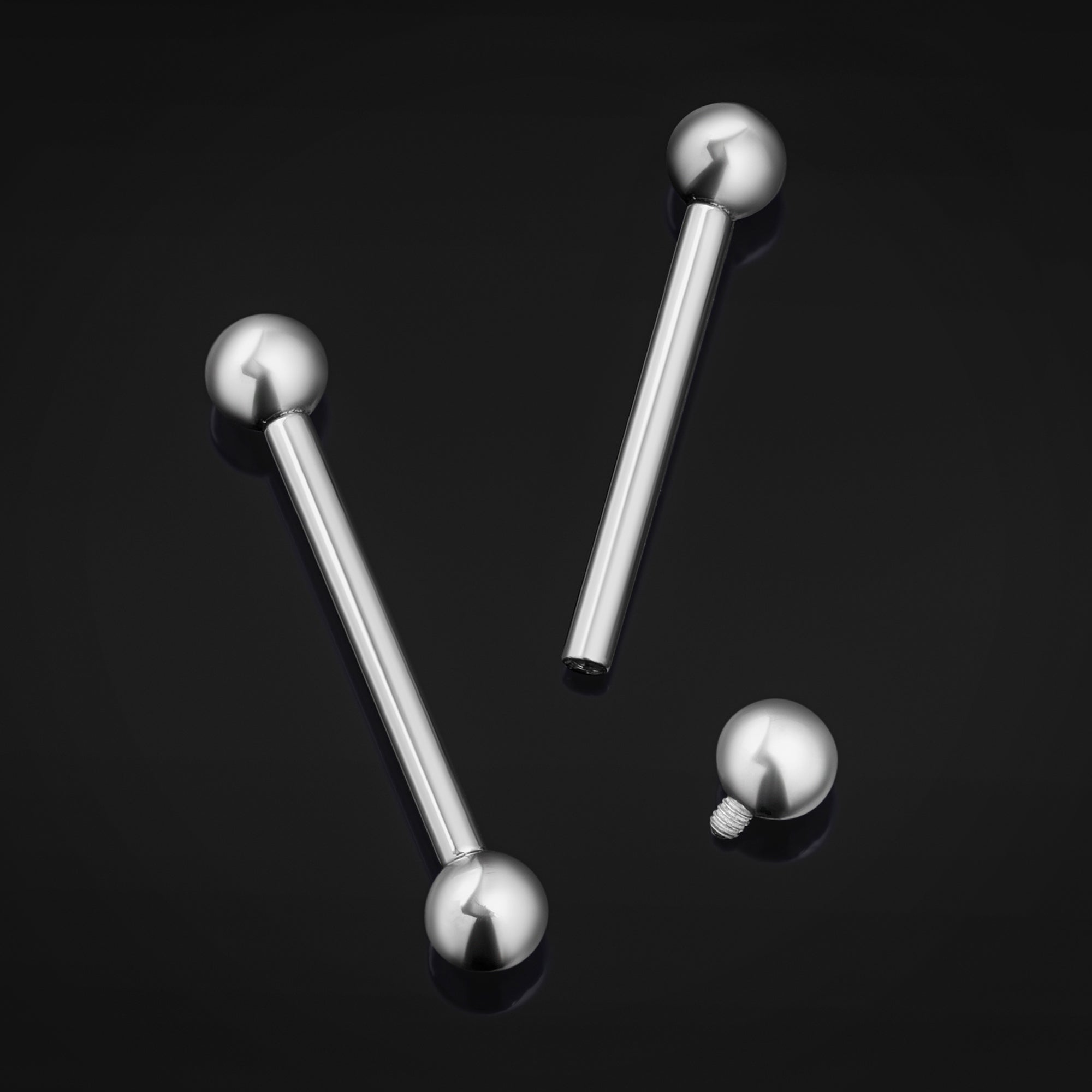 Nipple Barbell, Silver, Ball Ends, Titanium, Internal Thread