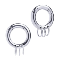 Silver Triple Ring Steel Hoop Ear Hangers - Pair