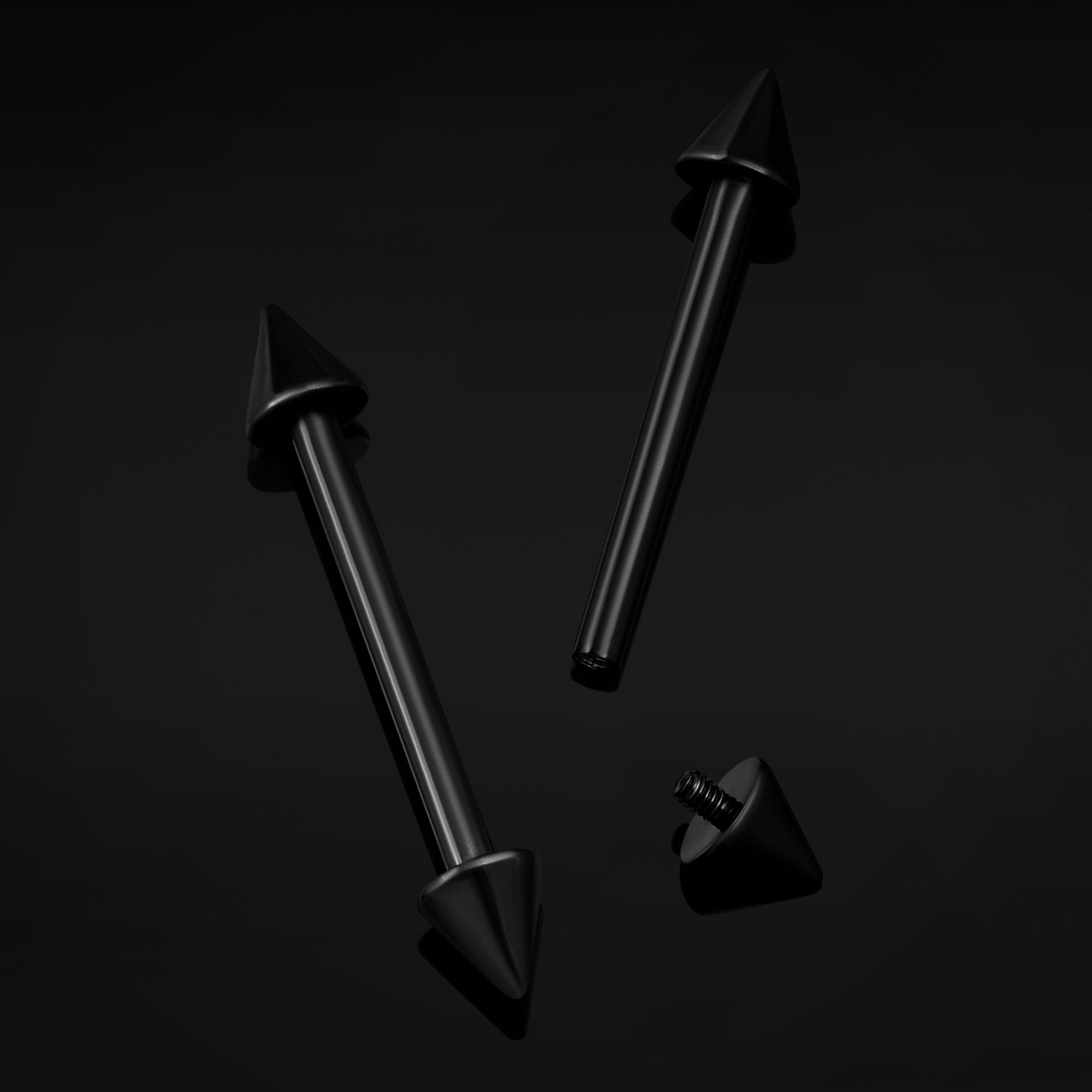 Nipple Barbell, Black, Cone Ends, Titanium, Internal Thread