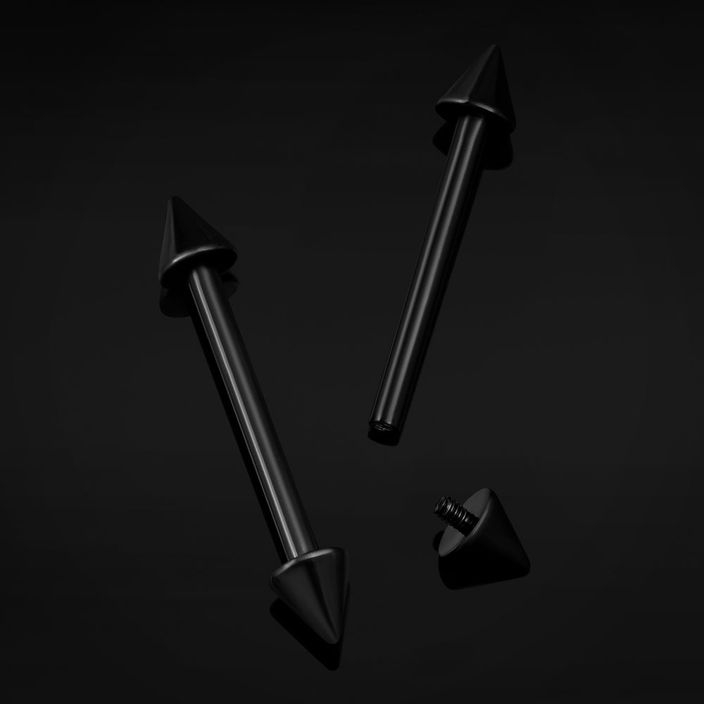 Black Titanium Internally Threaded Nipple Bar With Cones - Black Titanium Internally Threaded Nipple Bar With Cones / Basic Body Jewellery / Piercings
