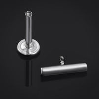 Piercing labret en titane cylindrique argenté à filetage interne, calibre 1,2 mm