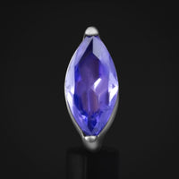 Embout De Labret, Argent, Pierre Marquise Violette, Filetage Interne, Titane