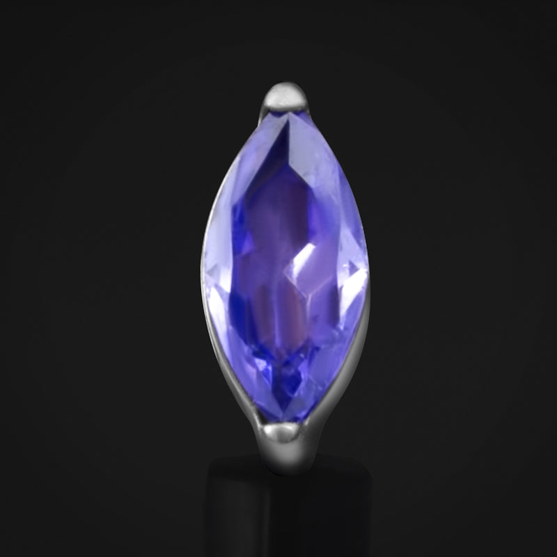 Embout De Labret, Argent, Pierre Marquise Violette, Filetage Interne, Titane