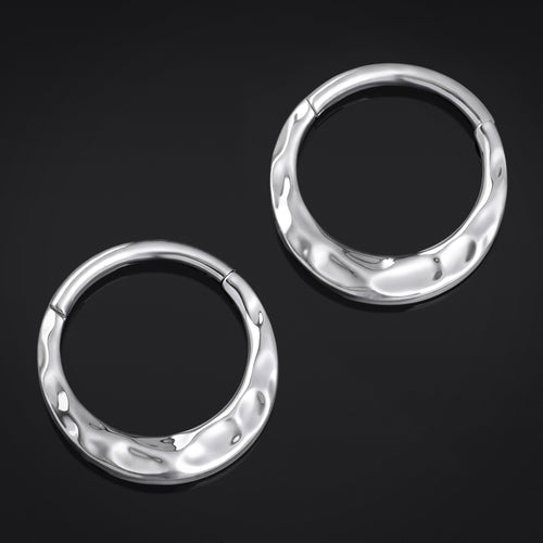 Silver Hammered Dome ASTM F136 Titanium Segment Clicker Septum Nose Ring