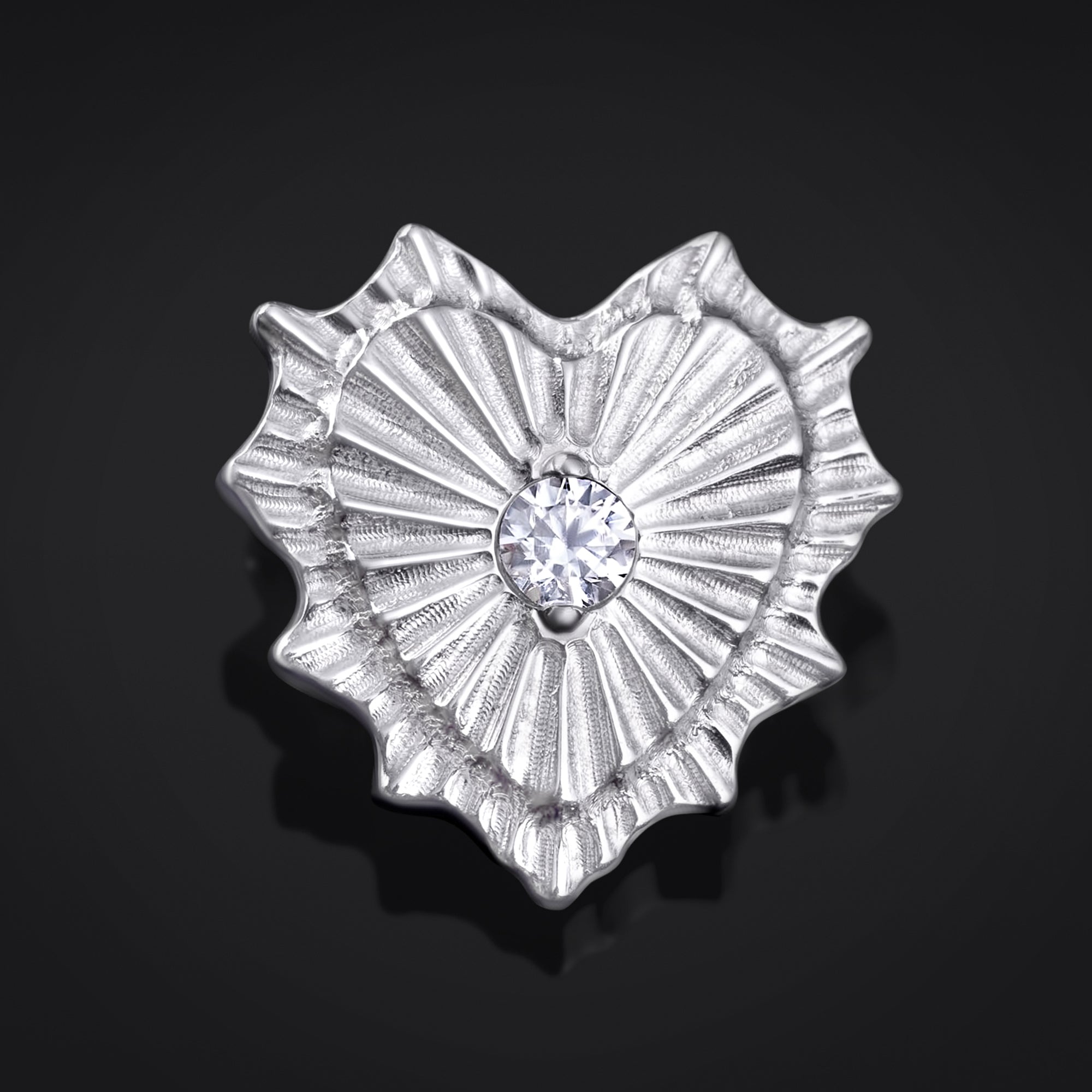 Embout de labret, argent, bijou Cœur sacré, filetage interne, titane