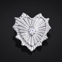 Embout de labret, argent, bijou Cœur sacré, filetage interne, titane