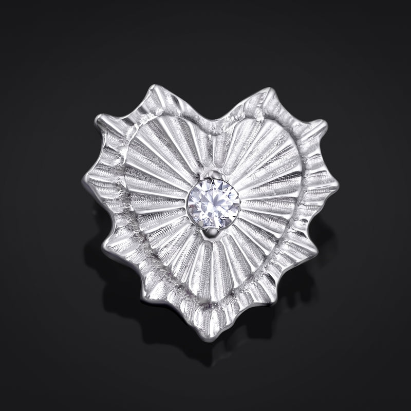 Embout de labret, argent, bijou Cœur sacré, filetage interne, titane