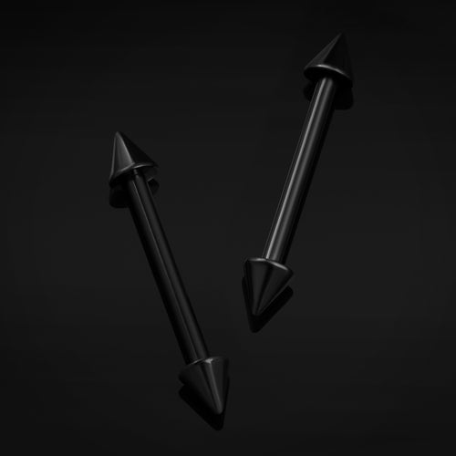 Black Titanium Internally Threaded Nipple Bar With Cones