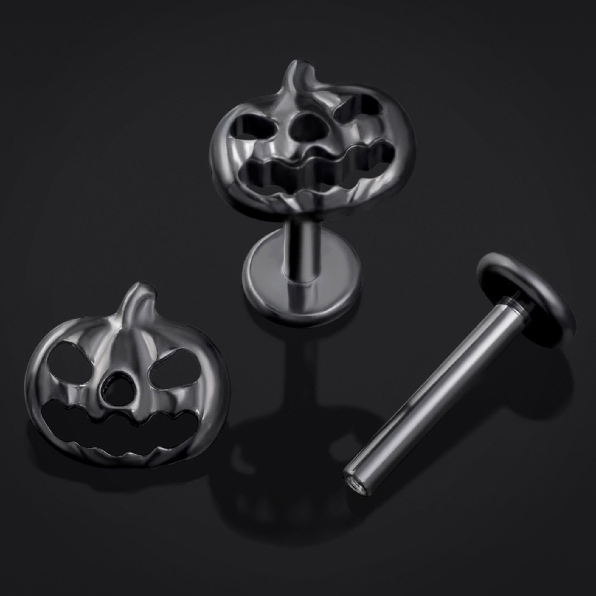 Black Pumpkin Internally Threaded Titanium Labret Stud 1.2mm Gauge