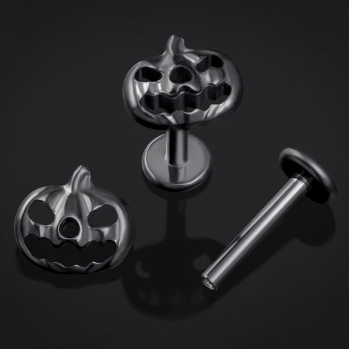 Black Pumpkin Internally Threaded Titanium Labret Stud 1.2mm Gauge